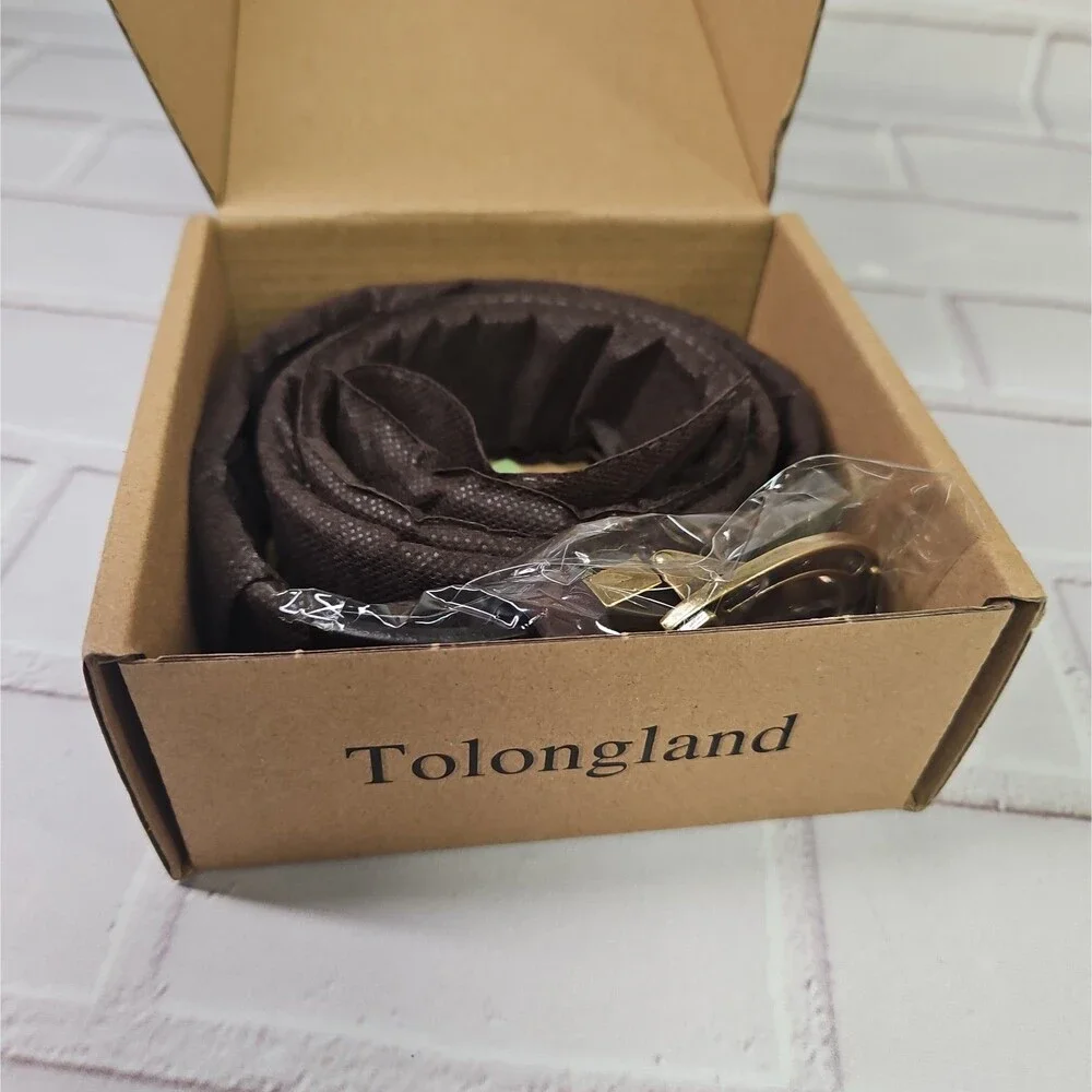 Tolongland Brown Golden Colored Horseshoe Belt 1.5
